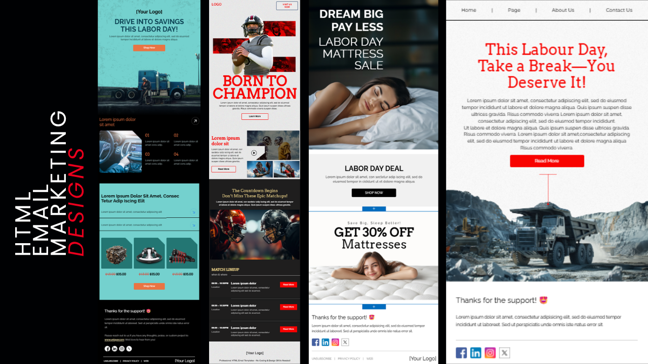 HTML email marketing designs collage