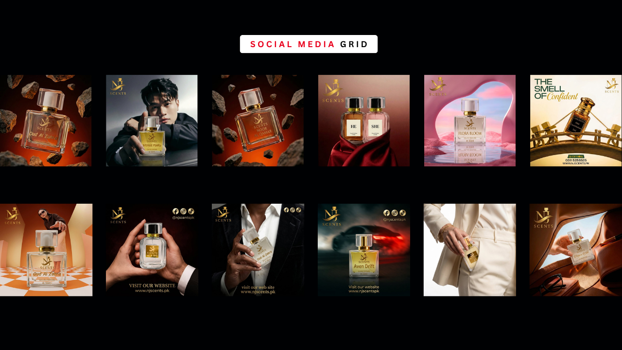 NJ Scents fragrance brand social media designs